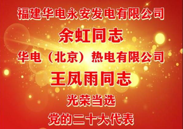 中國(guó)華電余虹、王鳳雨同志當(dāng)選黨的二十大代表