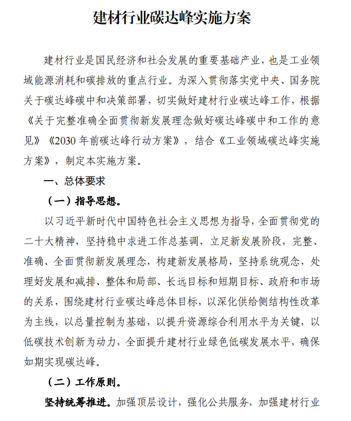 工信部、發(fā)改委等四部門(mén)下發(fā)建材行業(yè)碳達(dá)峰實(shí)施方案