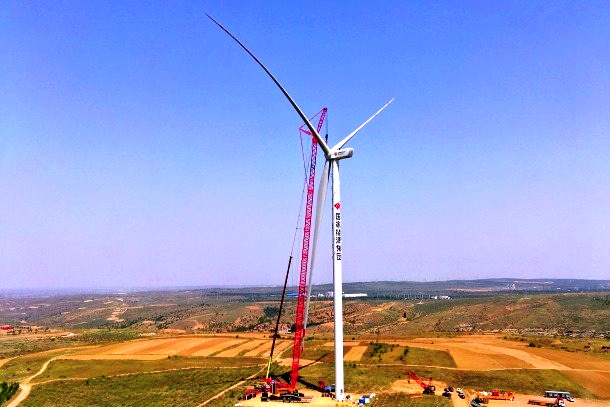 國家能源集團清水河170兆瓦風電項目首臺風機